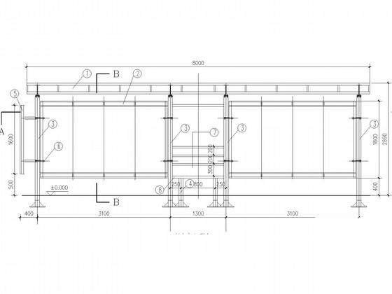 候车亭钢框架结构CAD施工图纸（独立基础） - 3