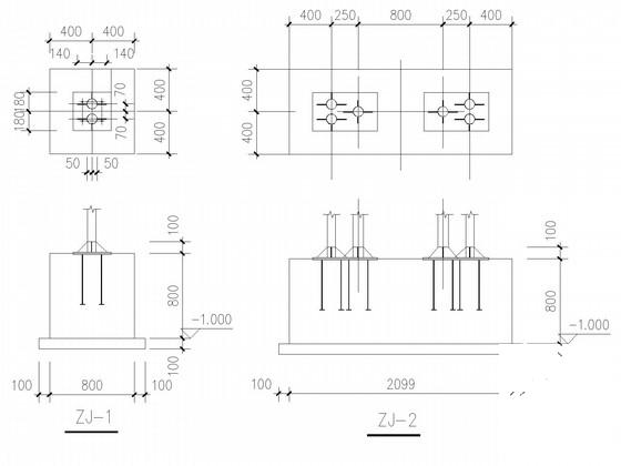 候车亭钢框架结构CAD施工图纸（独立基础） - 4