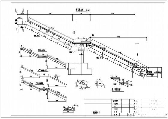 城市内纯钢结构人行天桥结构CAD施工图纸 - 3