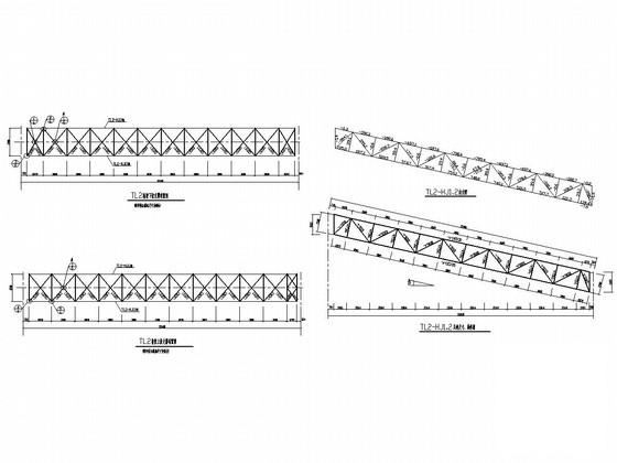 钢结构通廊结构CAD施工图纸（桁架结构）(平面布置图) - 2