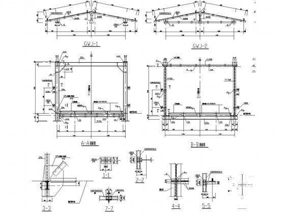 钢结构通廊结构CAD施工图纸（桁架结构）(平面布置图) - 4
