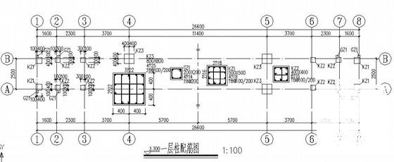 框架结构医院大门结构CAD施工图纸（桩基础）(平面布置图) - 2