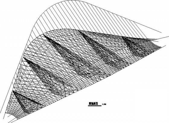 物流园大门双钢拱-索膜组合结构CAD施工图纸(平面布置图) - 2