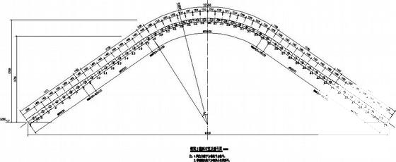 物流园大门双钢拱-索膜组合结构CAD施工图纸(平面布置图) - 3