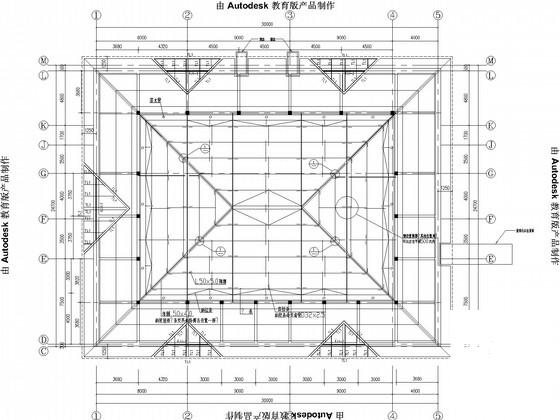仿古坡屋顶框架结构CAD施工图纸(平面布置图) - 1