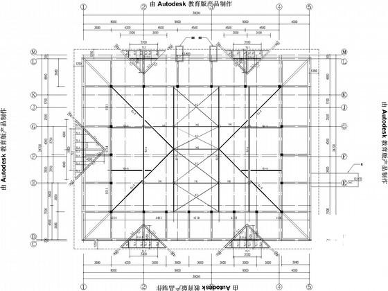 仿古坡屋顶框架结构CAD施工图纸(平面布置图) - 3
