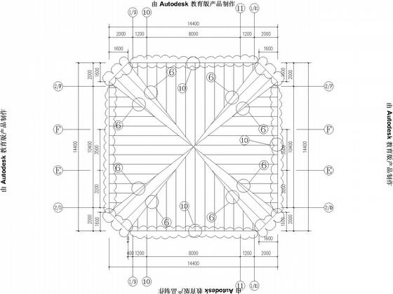 仿古坡屋顶框架结构CAD施工图纸(平面布置图) - 4