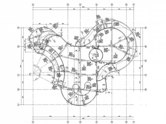 混凝土框架游泳池结构CAD施工图纸（筏型基础） - 1