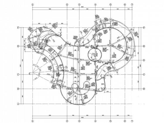 混凝土框架游泳池结构CAD施工图纸（筏型基础） - 1