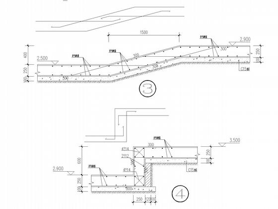 混凝土框架游泳池结构CAD施工图纸（筏型基础） - 5