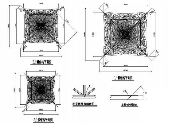 伞型膜结构结构CAD施工图纸 - 1