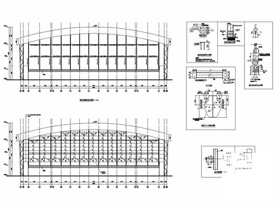 空间管桁架结构体育馆结构CAD施工图纸（建筑方案设计图纸） - 5