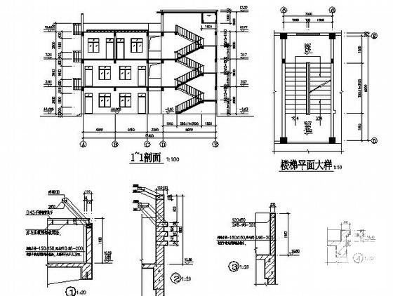 3层学校教学楼建筑CAD施工图纸 - 2