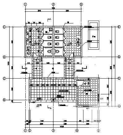 墓区公厕建筑结构CAD施工图纸（条形基础）(卫生间立面图) - 1