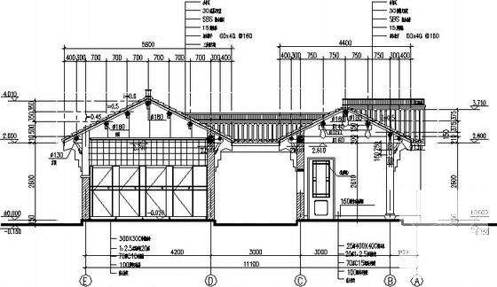 墓区公厕建筑结构CAD施工图纸（条形基础）(卫生间立面图) - 2