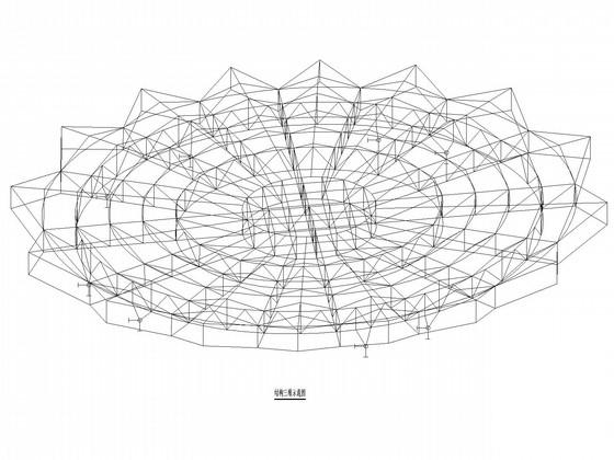 44米跨莲花型采光顶管桁架结构CAD施工图纸(总平面布置图) - 1