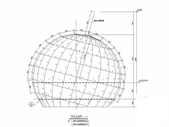 球形网架及桁架双层旋转木马结构CAD施工图纸 - 1