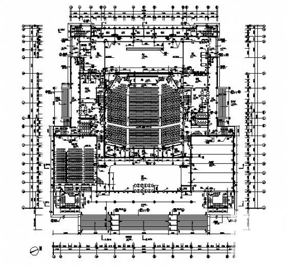 2层大学框架结构礼堂建筑施工CAD图纸(平面布置图) - 3