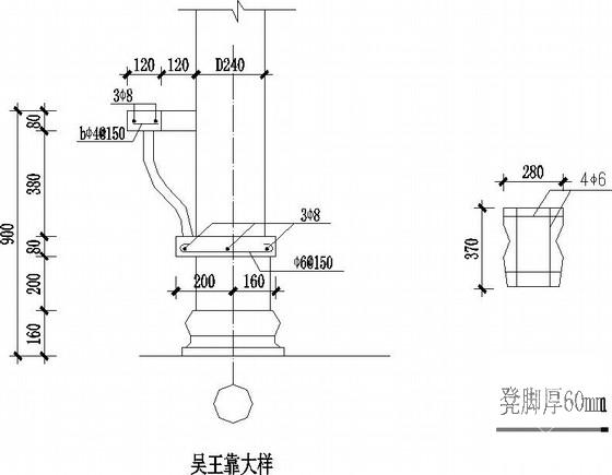 仿古长廊建筑结构CAD施工图纸(基础平面图) - 3