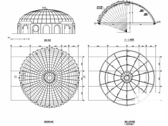 钢框架结构艺术商业广场穹顶结构CAD施工图纸 - 1