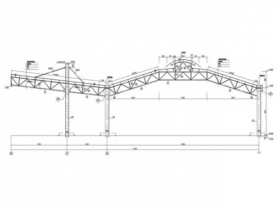 悬挑12米客运站候车厅钢结构及幕墙结构CAD施工图纸 - 1