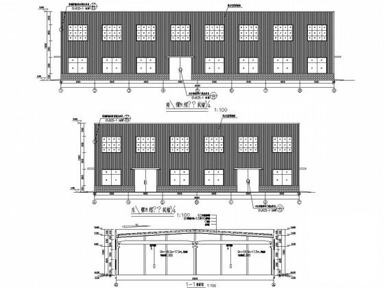 18米两联跨钢结构厂房带10T吊车结构CAD施工图纸 - 1