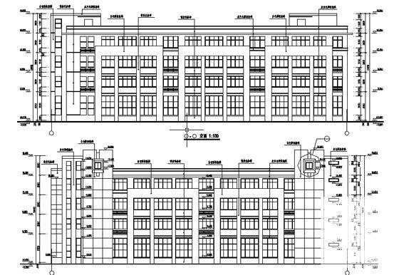 4层电视大学、广播专业学校新区1号2号实训楼建筑施工CAD图纸 - 4