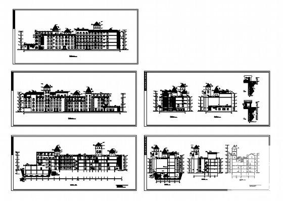 6层城堡幼儿园建筑施工CAD图纸 - 2