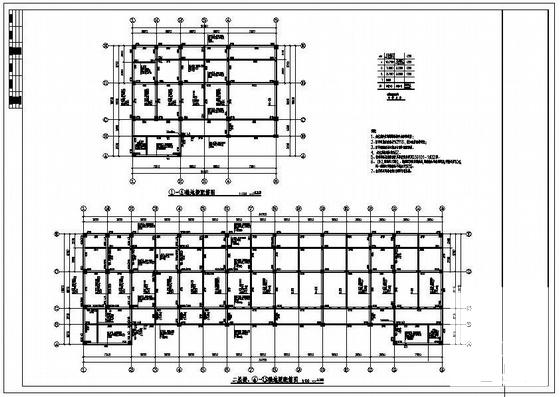 4层框架结构大学学生宿舍楼结构CAD施工图纸(平面布置图) - 2