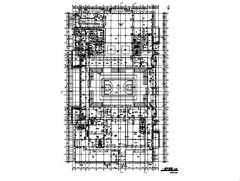 3层县级钢网架金属屋面丙型体育中心建筑施工CAD图纸 - 3