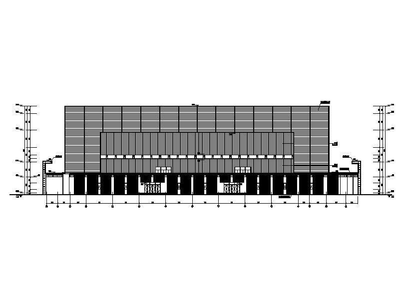 3层县级钢网架金属屋面丙型体育中心建筑施工CAD图纸 - 4