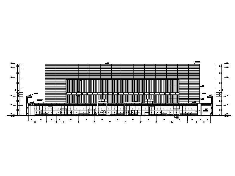 3层县级钢网架金属屋面丙型体育中心建筑施工CAD图纸 - 5