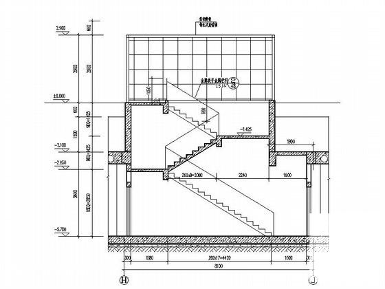 住宅区地下车库建筑CAD施工图纸(楼梯平面图) - 2