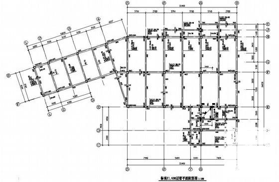 框架结构综合楼结构CAD施工图纸（2层条形基础）(平面布置图) - 2