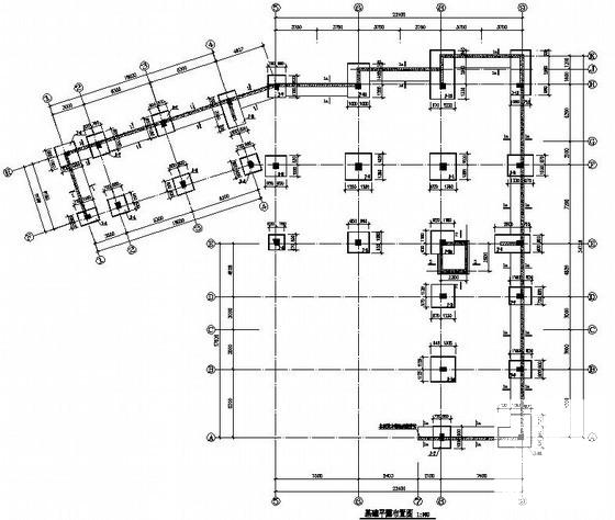 框架结构综合楼结构CAD施工图纸（2层条形基础）(平面布置图) - 3