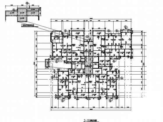 18层桩基础剪力墙结构住宅楼结构CAD施工图纸(平面布置图) - 1