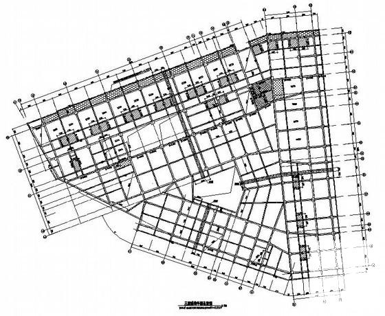 框架结构商住楼结构CAD施工图纸（6层筏板基础）(平面布置图) - 1