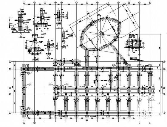 4层框架结构商务楼建筑结构CAD施工图纸 - 1