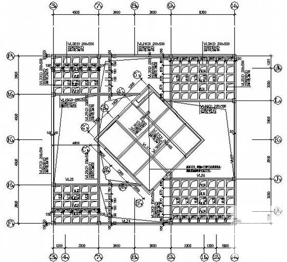 32层框剪商住楼结构CAD施工图纸(带斜向支撑)(梁板配筋图) - 2