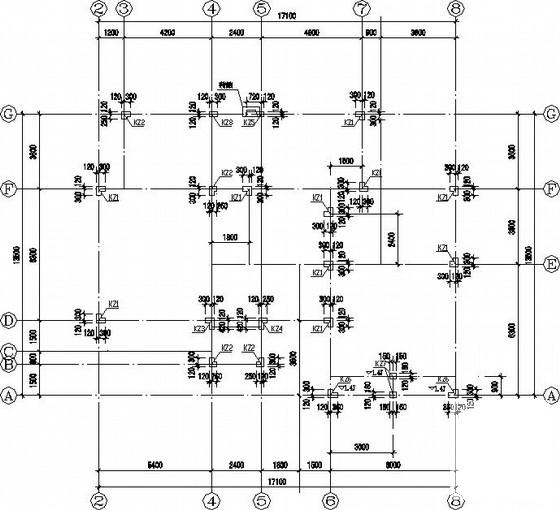 坡屋顶带架空层框架别墅结构CAD施工图纸（独立基础） - 1