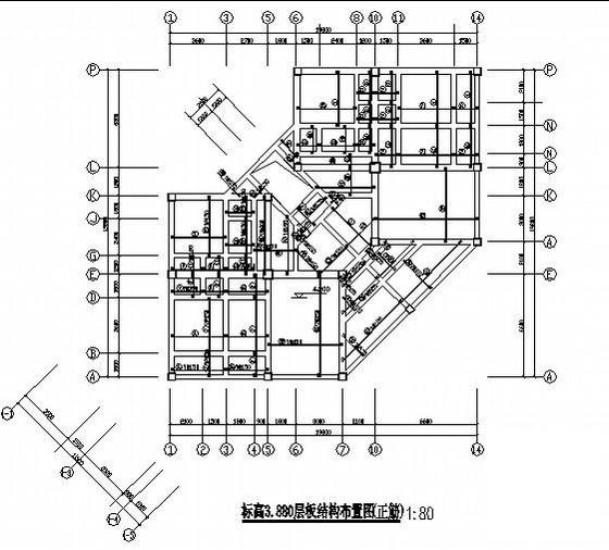 7层框架剪力墙住宅楼结构CAD施工图纸（桩基础） - 3