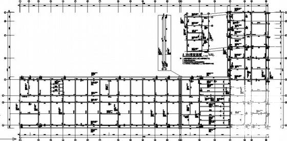 桩基础框架结构消防指挥中心结构CAD施工图纸(平面布置图) - 1