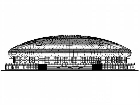 3层市级圆顶体育馆建筑施工CAD图纸（知名设计院）(混凝土框架) - 1