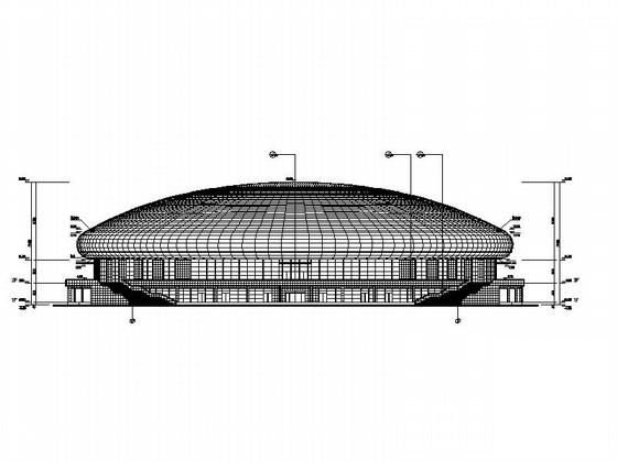3层市级圆顶体育馆建筑施工CAD图纸（知名设计院）(混凝土框架) - 2
