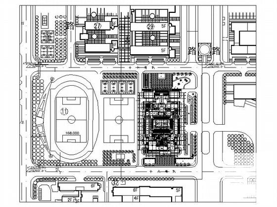 大学4层体育馆建筑CAD施工图纸(结构平面图) - 3