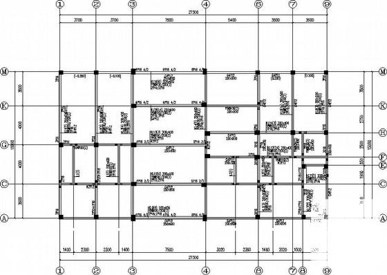 7层独立基础框架商住楼结构CAD施工图纸(平面布置图) - 1