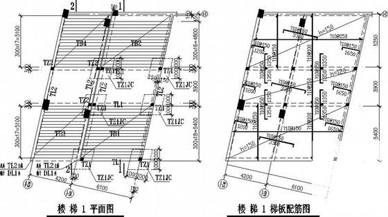 局部5层框架教学楼结构CAD施工图纸（独立基础）(平面布置图) - 2
