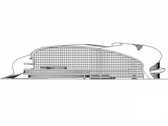 高层框架结构拱形金属屋面甲级体育游泳馆建筑施工CAD图纸 - 1