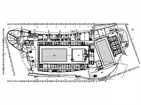 高层框架结构拱形金属屋面甲级体育游泳馆建筑施工CAD图纸 - 3
