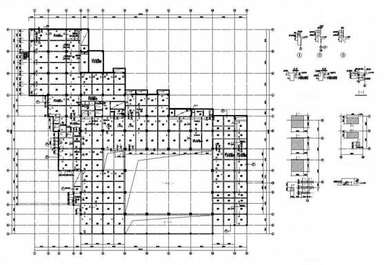 五星大酒店13层框剪2层框剪裙房结构CAD施工图纸(平面布置图) - 3